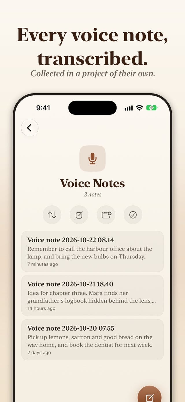 The Voice Notes project with transcripts