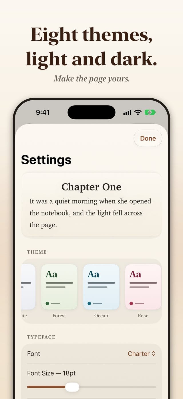 Choosing a theme in Settings